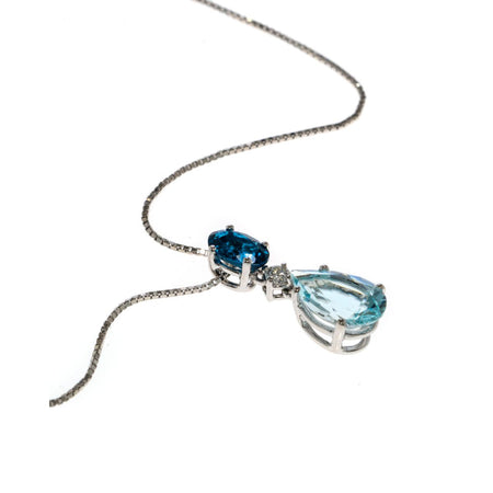 Collana donna SALVINI Panarea in Oro bianco 18kt,Diamante,Topazio London e Acquamarina