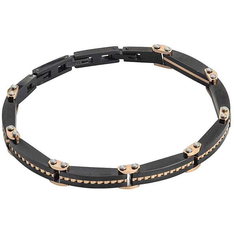 Bracciale Uomo BOCCADAMO MAN modulare in PVD nero e Acciaio placcato oro rosa