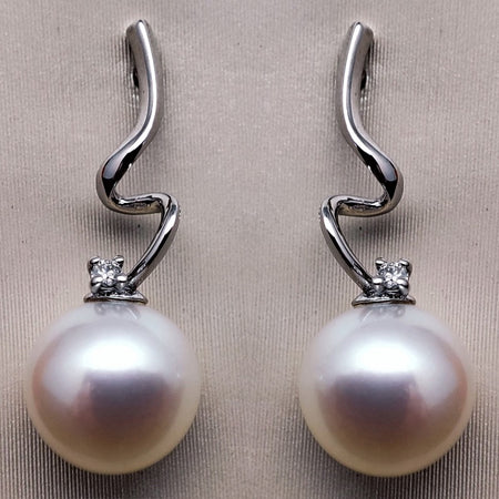 Orecchini DonnaOro in Oro Bianco 18kt Diamanti e Perle GAMMA