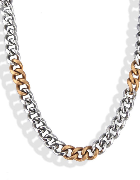 Collana Uomo BOCCADAMO MAN maglia grumetta in acciaio e PVD color oro rosa