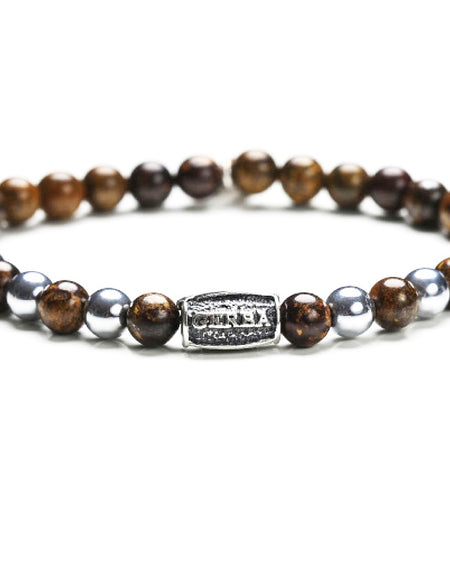 Bracciale Uomo GERBA JEWELS SILVER BROWN Stone Collection Argento 925