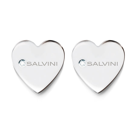 Orecchini Donna SALVINI coll: Minimal Pop Cuore in Oro Bianco 9kt e Diamanti
