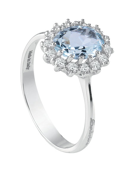 Anello Donna SALVINI CAPRI in Oro Bianco, Diamanti e Acquamarina