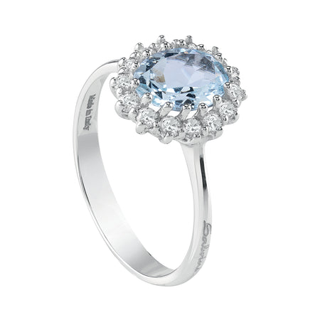 Anello Donna SALVINI CAPRI in Oro Bianco, Diamanti e Acquamarina