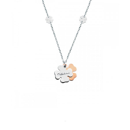 Collana Donna SALVINI coll: Minimal Pop Quadrifoglioin Oro Bianco e Rosa 9kt, Diamante