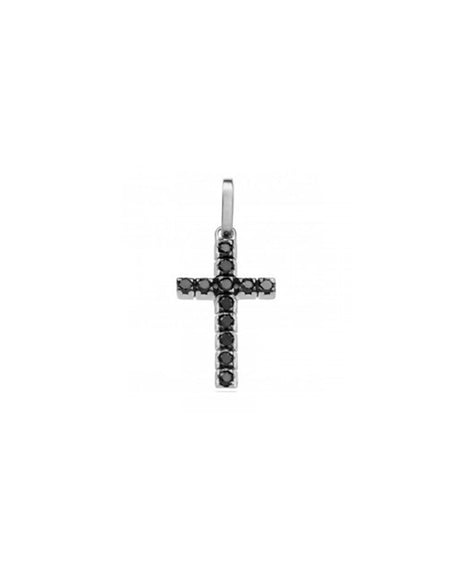 Pendente a Croce CHIMENTO IMMAGINI SACRE in Oro Bianco e Diamanti Black 0.41ct