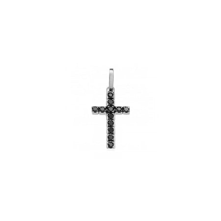 Pendente a Croce CHIMENTO IMMAGINI SACRE in Oro Bianco e Diamanti Black 0.41ct