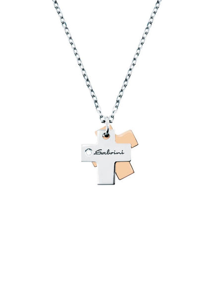 Collana Donna SALVINI coll: Minimal Pop Croci in Oro Rosa e Bianco e Diamante