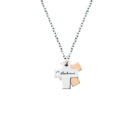Collana Donna SALVINI coll: Minimal Pop Croci in Oro Rosa e Bianco e Diamante