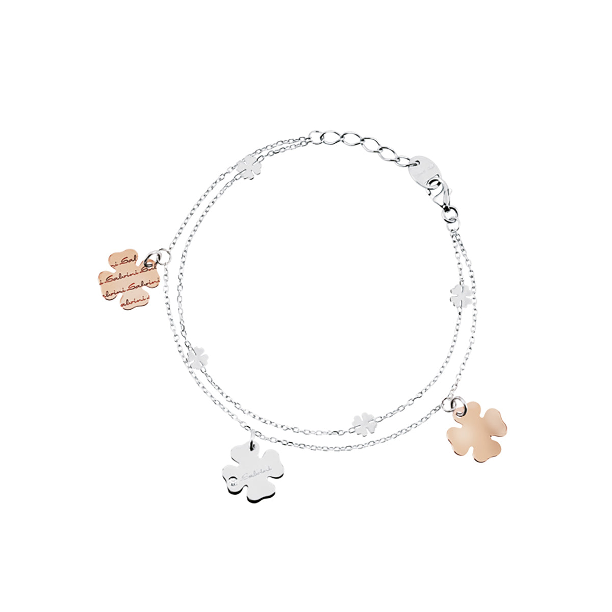 Bracciale Donna Salvini Minimal POP Quadrifoglio in Oro bianco e rosa 9kt con Diamante