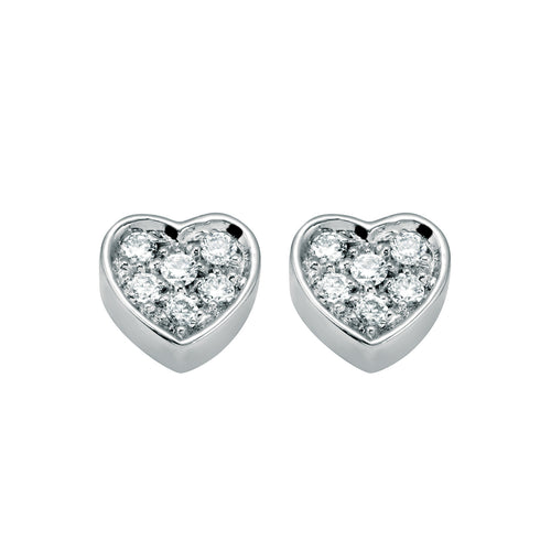 Orecchini A Cuore In Argento 925 Con Cristalli - Placcato Oro Rosa E Bianco - Idea Regalo Perfetta Per Moglie O Mamma