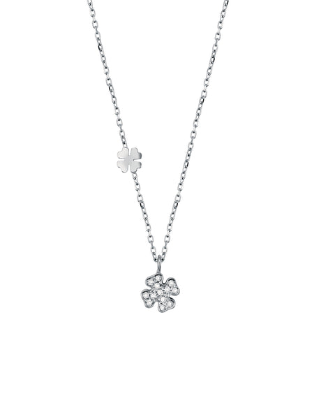 Collana Donna SALVINI Be Happy Quadrifoglio in Oro Bianco 9kt e Diamanti