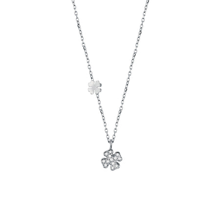 Collana Donna SALVINI Be Happy Quadrifoglio in Oro Bianco 9kt e Diamanti