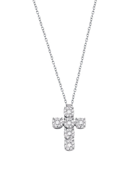 Collana Donna SALVINI con Croce Collezione Daphne in Oro Bianco 18kt e Diamanti