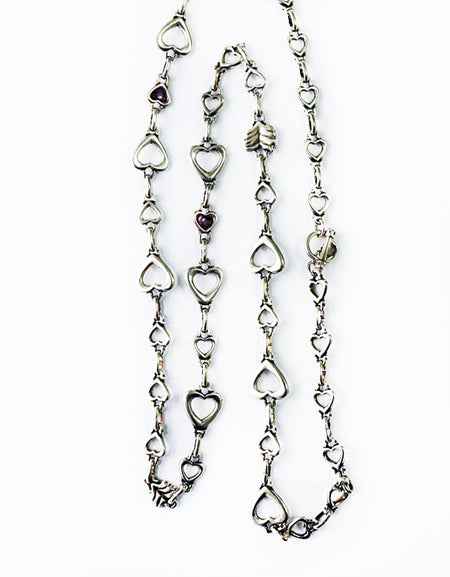 CICLÓN Collana Donna Cuori e Cristalli Rosa