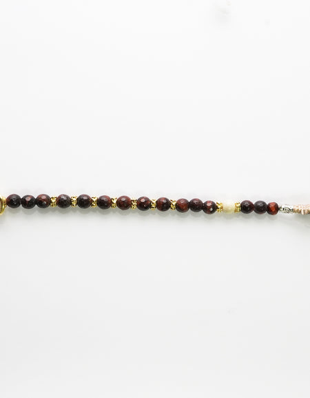 GERBA Bracciale Unisex Lab 105 con Occhio di Tigre Rossa in Bronzo Dorato