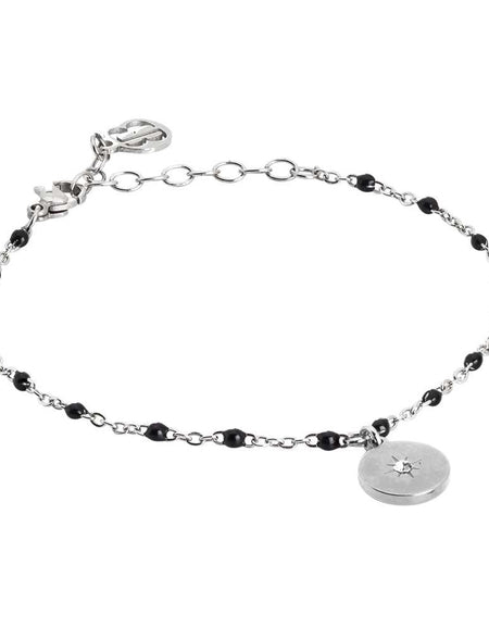 BOCCADAMO MYA Bracciale Smalto Nero e Pendente Cerchio