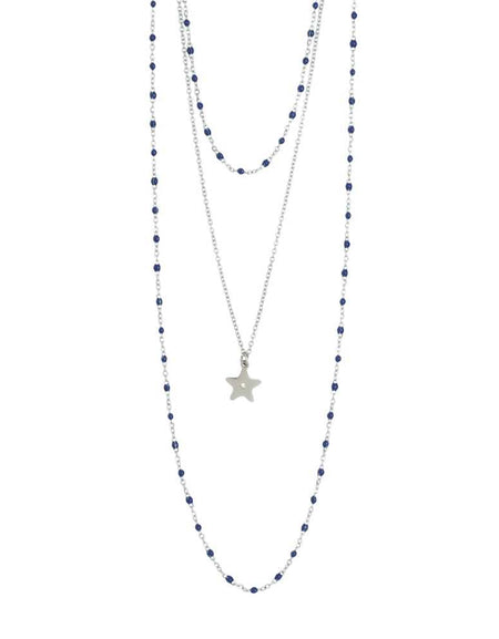 BOCCADAMO MYA Collana Multifilo Smalto Blu e Pendente Stella
