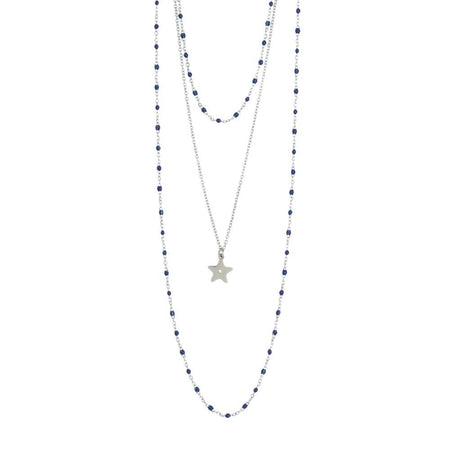 BOCCADAMO MYA Collana Multifilo Smalto Blu e Pendente Stella