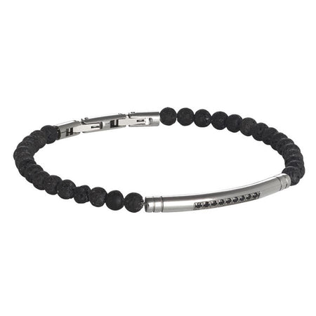 Bracciale Uomo BOCCADAMO MAN in Pietra Lavica e Zirconi neri