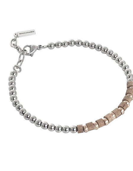 Bracciale uomo BOCCADAMO MAN a sfere e cubetti di legno rosato