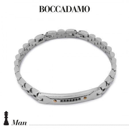 Bracciale uomo BOCCADAMO MAN in acciaio zirconi neri