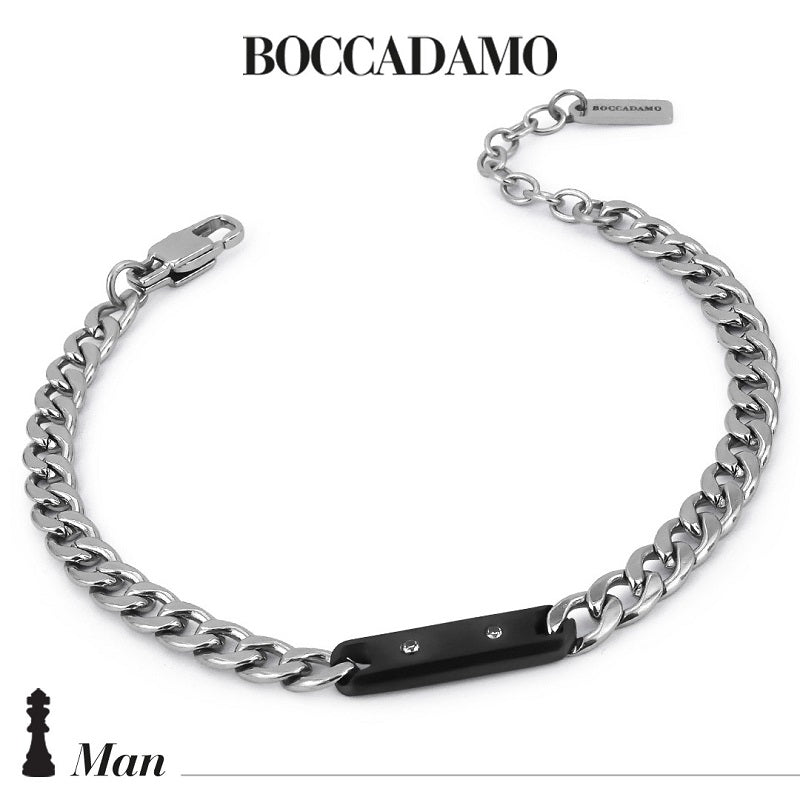 Bracciale uomo BOCCADAMO MAN grumetta in acciaio e pvd nero