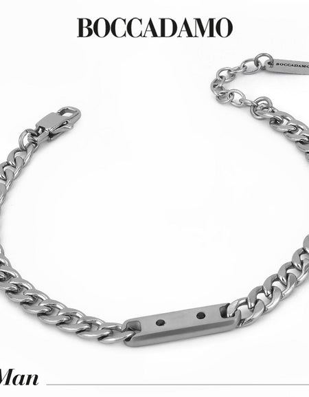 Bracciale uomo BOCCADAMO MAN grumetta in acciaio e zirconi