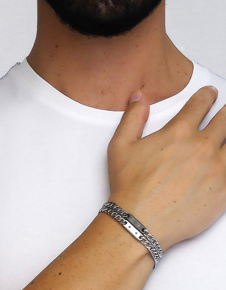 Bracciale uomo BOCCADAMO MAN grumetta in acciaio e zirconi