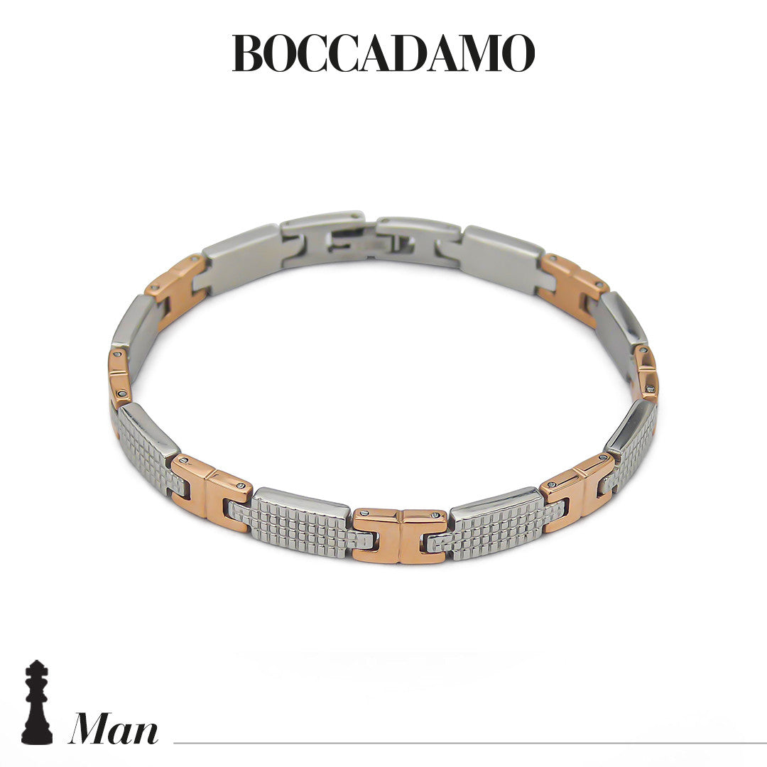 BOCCADAMO MAN Bracciale Uomo Modulare con Finiture in PVD Rosè