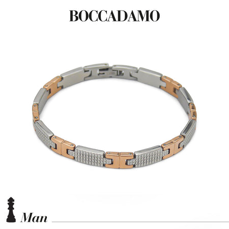 BOCCADAMO MAN Bracciale Uomo Modulare con Finiture in PVD Rosè