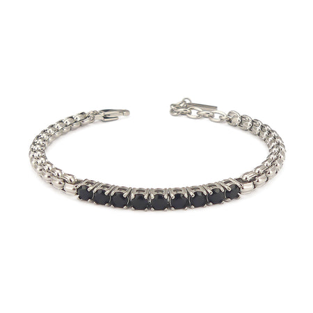 BOCCADAMO MAN Bracciale Uomo Maglia Veneziana e Tennis Centrale di Zirconi Neri
