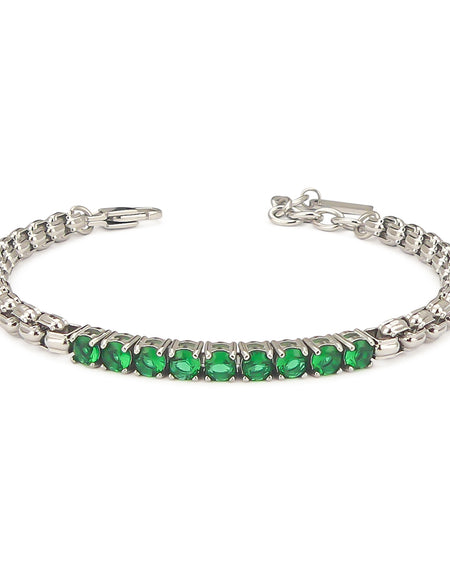 BOCCADAMO MAN Bracciale Uomo Maglia Veneziana e Tennis Centrale di Zirconi Verdi