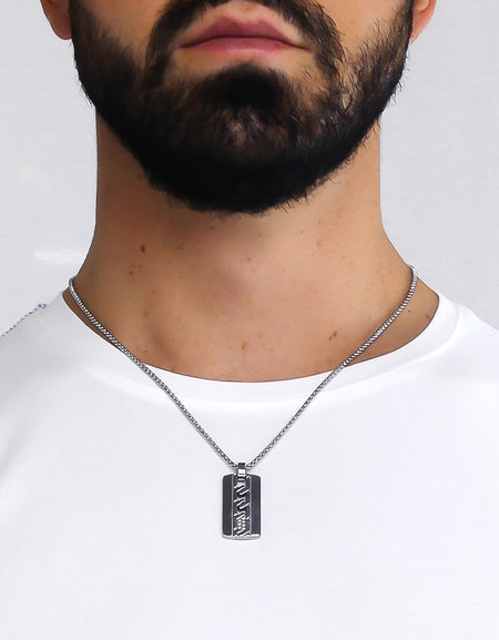 Collana Uomo BOCCADAMO MAN in Acciaio con decoro intrecciato e zirconi