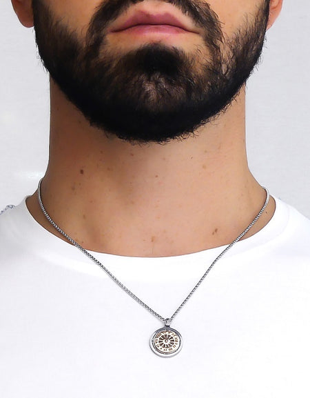 Collana Uomo BOCCADAMO MAN in acciaio con meridiana in PVD argento e rosa