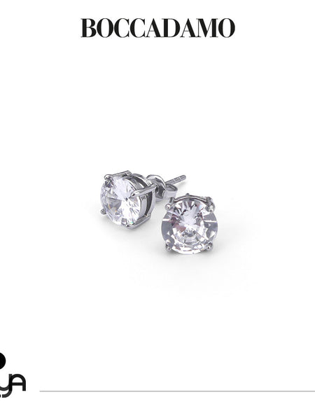 BOCCADAMO MYA Orecchini Punto Luce 4mm con Zirconi Bianchi in Acciaio