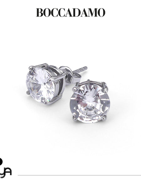 BOCCADAMO MYA Orecchini Punto Luce 8mm con Zirconi Bianchi in Acciaio