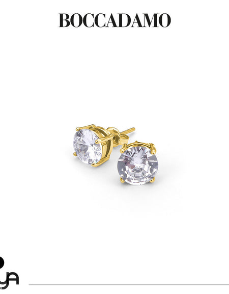 BOCCADAMO MYA Orecchini Punto Luce 4mm con Zirconi Bianchi in Acciaio Dorato