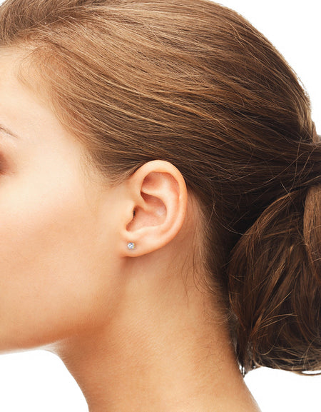 BOCCADAMO MYA Orecchini Punto Luce 4mm con Zirconi Bianchi in Acciaio Dorato