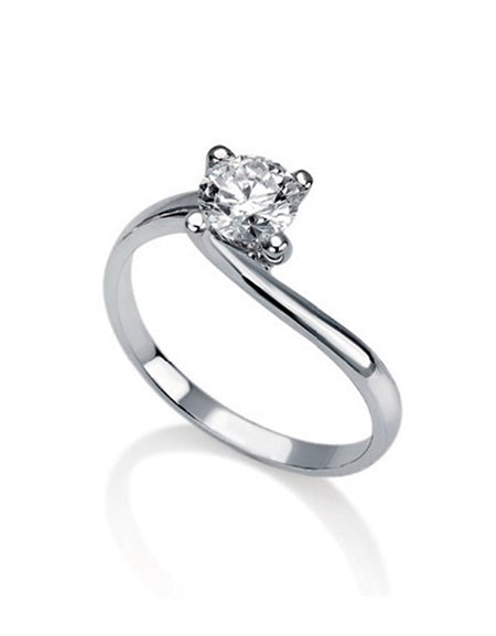 Anello Solitario DonnaOro in Oro Bianco 18kt con Diamante da 0.15ct