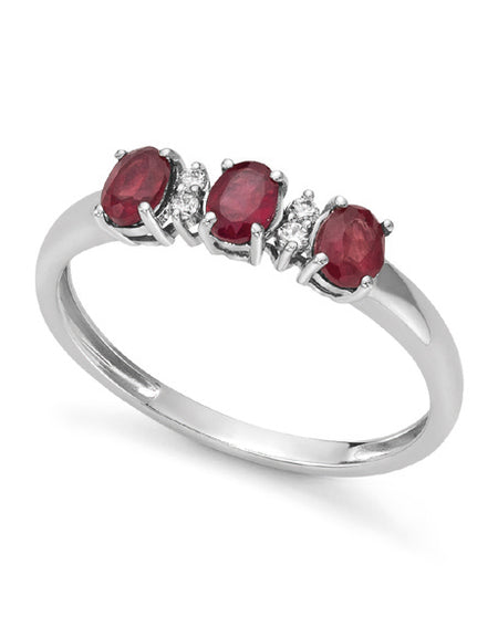 LUCE DI DONNAORO Anello Trilogy con Rubini e Diamanti in Oro 18kt