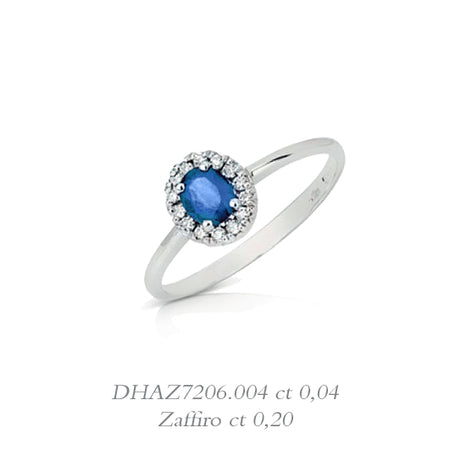 LUCE DI DONNAORO Anello Cestino piccolo con Zaffiro e Diamanti in Oro 18kt