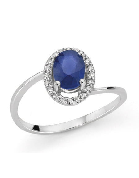 LUCE DI DONNAORO Anello Cestino con Zaffiro e Diamanti in Oro18kt