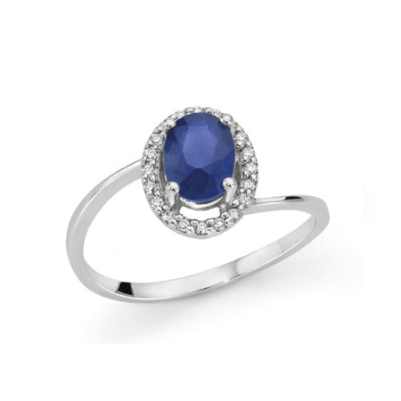 LUCE DI DONNAORO Anello Cestino con Zaffiro e Diamanti in Oro18kt
