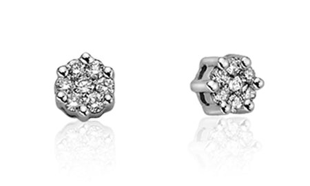 LUCE DI DONNAORO Orecchini Punto Luce Fiore 0.10ct in Oro 18kt