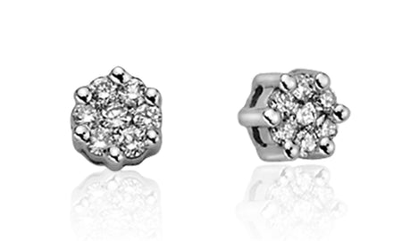 LUCE DI DONNAORO Orecchini Punto Luce Fiore 0.15ct in Oro 18kt