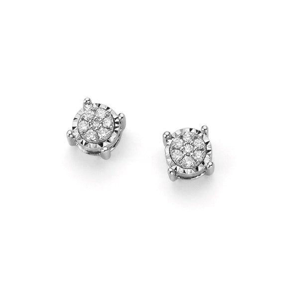 LUCE DI DONNAORO Orecchini Punto Luce tondi con Diamanti 0.05ct in Oro Bianco 18kt