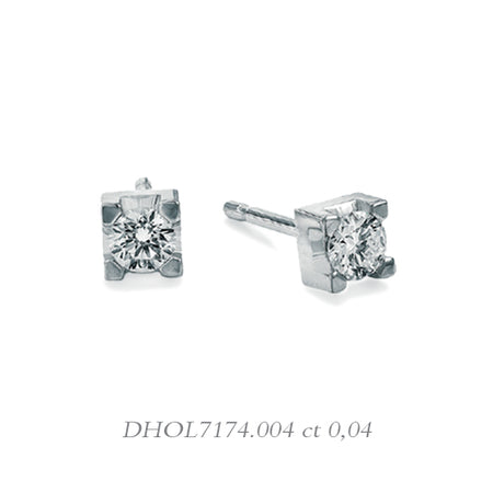 LUCE DI DONNAORO Orecchini Punto Luce Griffes Quadrate Diamanti 0.04ct in Oro 18kt