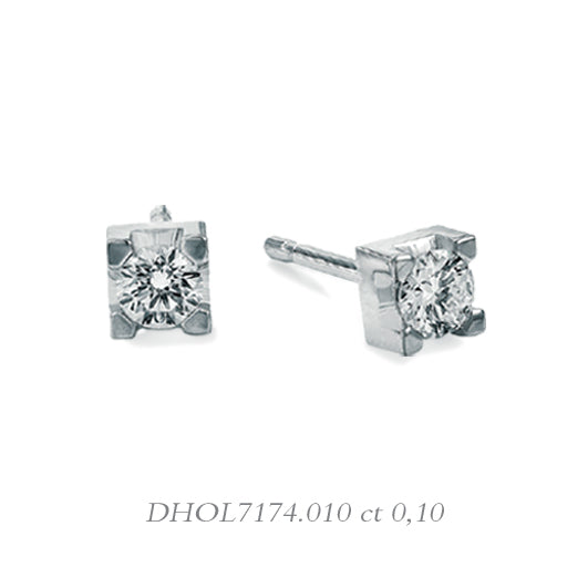 LUCE DI DONNAORO Orecchini Punto Luce Griffes Quadrate Diamanti 0.10ct in Oro 18kt