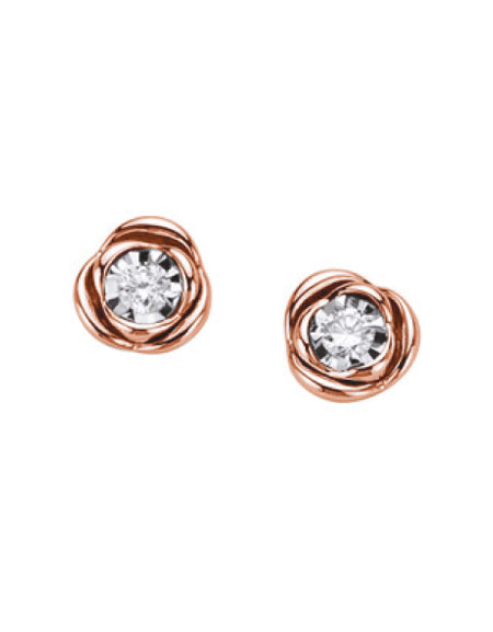 LUCE DI DONNAORO Orecchini Punto Luce Bocciolo 0.06ct in Oro Rosa 18kt